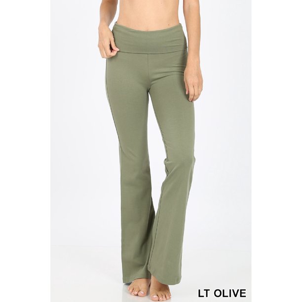 Zenana Premium Cotton Fold Over Yoga Flare Pants