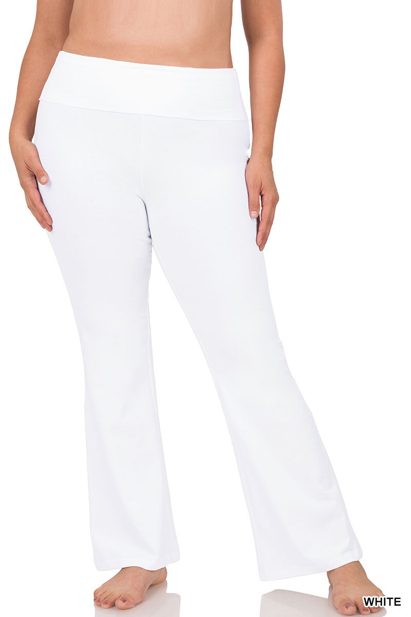 Zenana Premium Cotton Fold Over Yoga Flare Pants